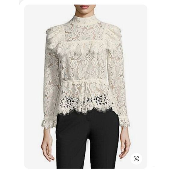 Ganni Tops - EUC Ganni Jerome Lace Peplum Ruffle Top 38 8